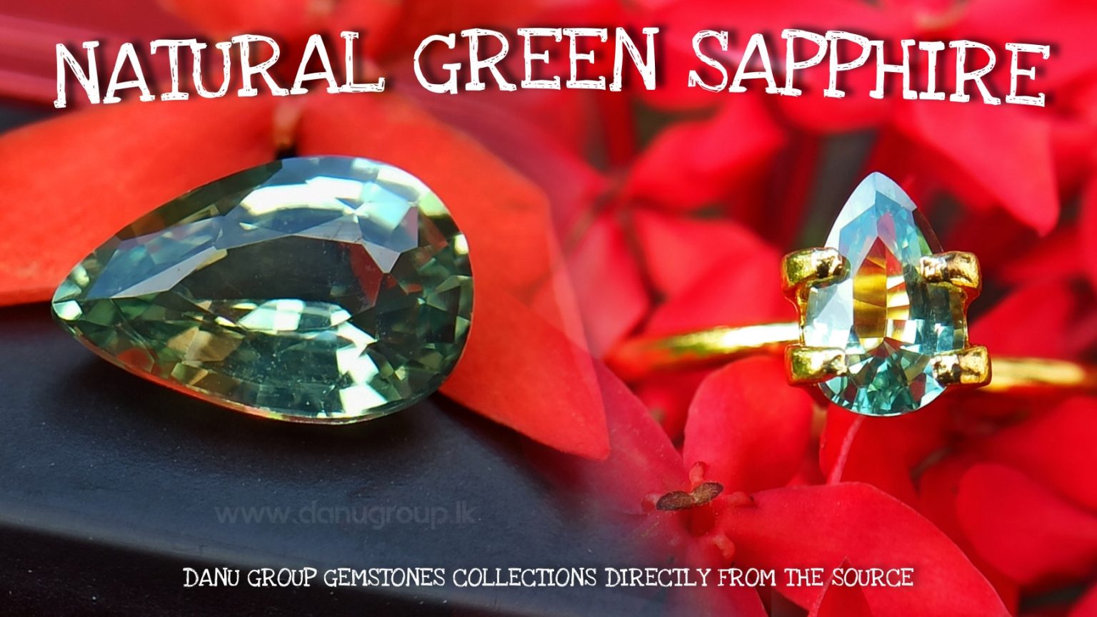 Natural Fine Quality Green Sapphire Pear shape Gem from Danu Group - danugroup.lk