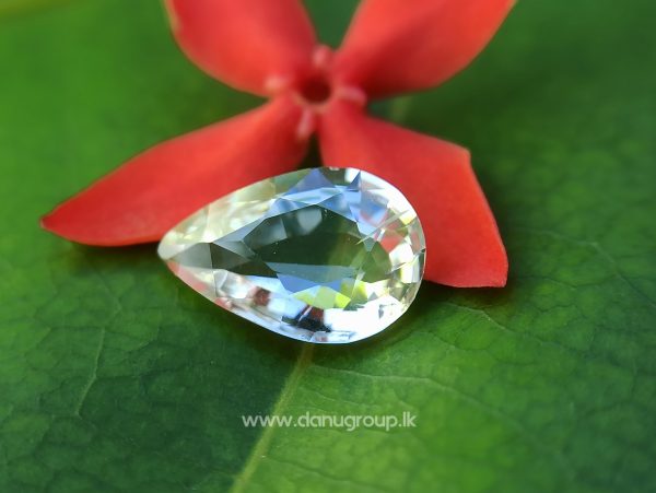 Ceylon Natural White Sapphire pear drop shape Gemstone from danu group - danugroup.lk