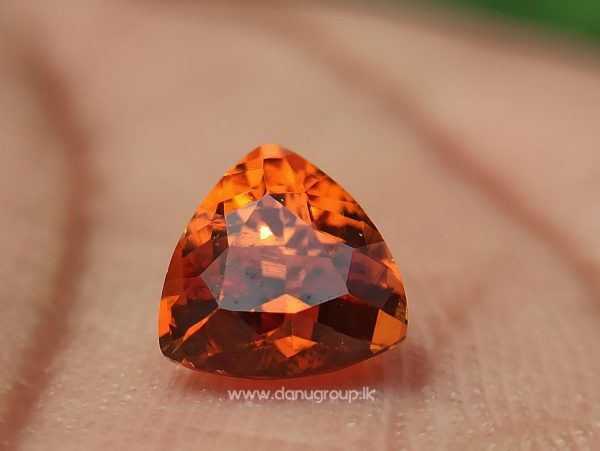 Natural Vivid Orange Spessartite Garnet Triangular Shape stone from Danu Group Gemstones Collection - danugroup.lk