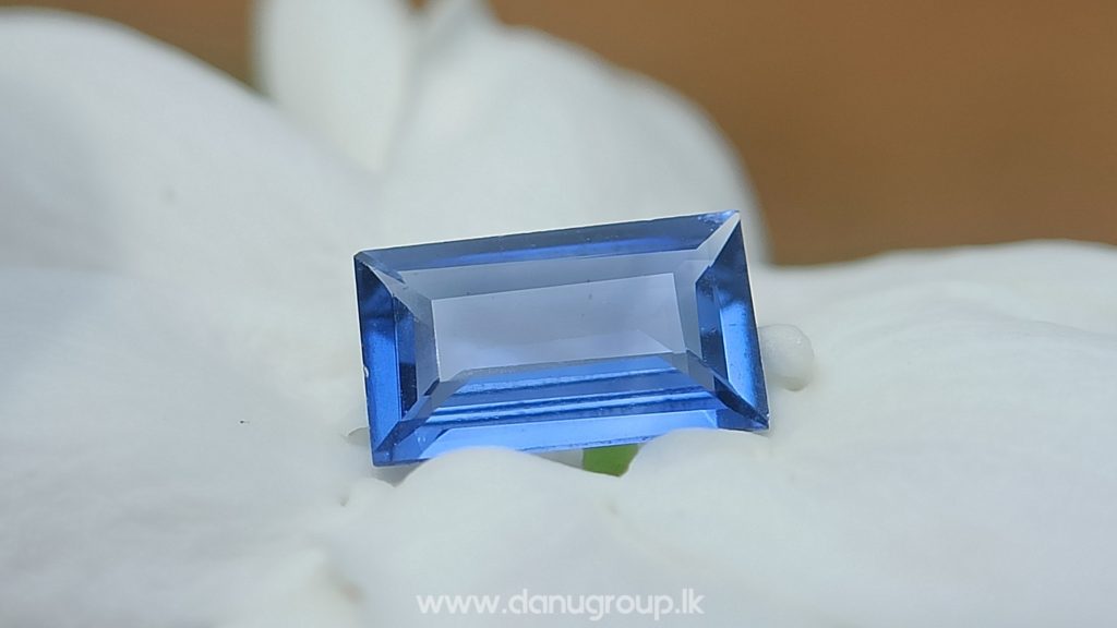 Ceylon Cornflower Blue Sapphire Baguette shape Danu Group Gemstones - danugroup.lk