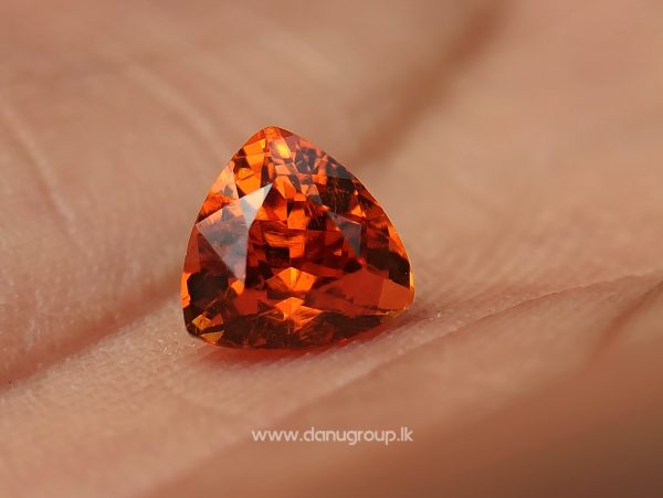 Natural Vivid Orange Spessartite Garnet Triangular Shape stone from Danu Group Gemstones Collection - danugroup.lk