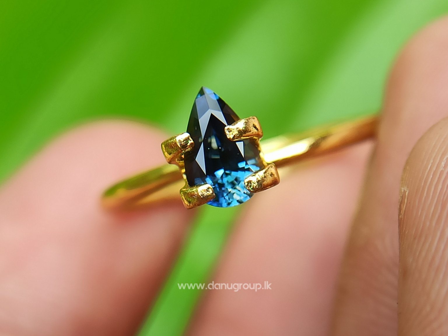 Bluish-green Sapphire best grade pear drop shape gem from Danu Group - danugroup.lk