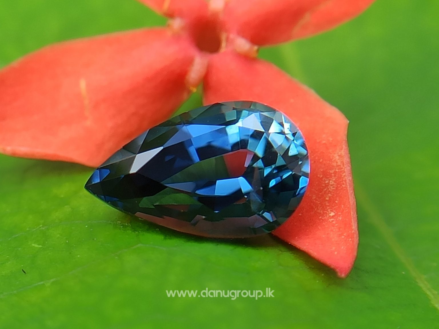 Bluish-green Sapphire best grade pear drop shape gem from Danu Group - danugroup.lk