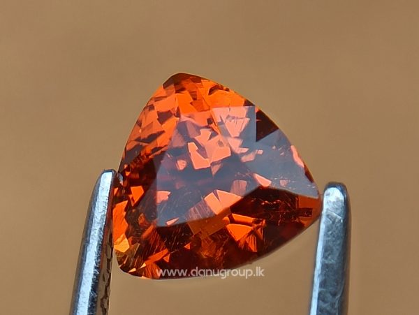 Natural Vivid Orange Spessartite Garnet Triangular Shape stone from Danu Group Gemstones Collection - danugroup.lk