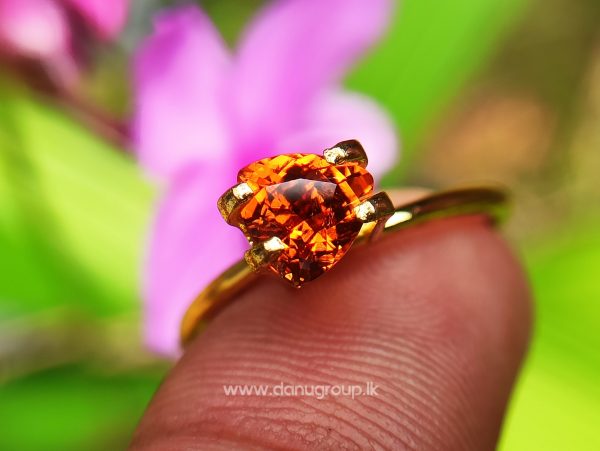 Natural Vivid Orange Spessartite Garnet Triangular Shape stone from Danu Group Gemstones Collection - danugroup.lk