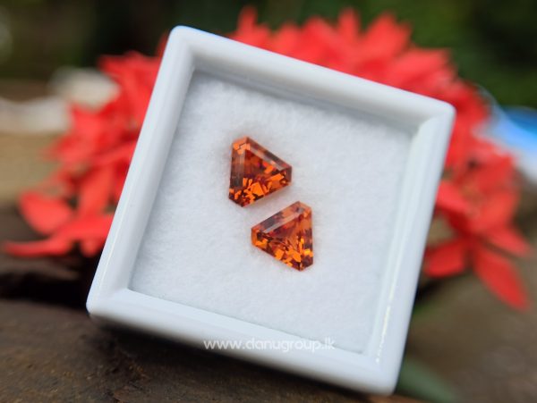 Natural Spessartite Garnet Pair - Fancy shape pair for nice earring design from Danu Group - danugroup.lk