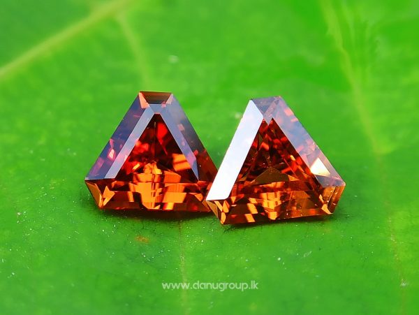 Natural Spessartite Garnet Pair - Fancy shape pair for nice earring design from Danu Group - danugroup.lk
