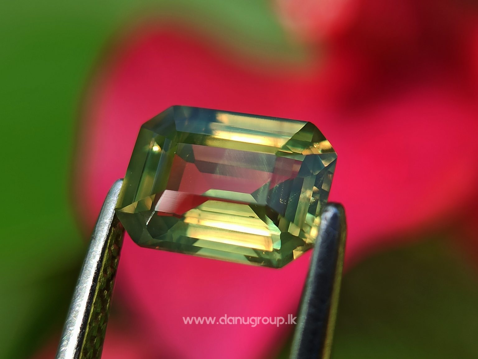 Ceylon Natural Chrysoberyl - Fine Quality Yellowish Green Chrysoberyl Emerald Cut gem from Danu Group