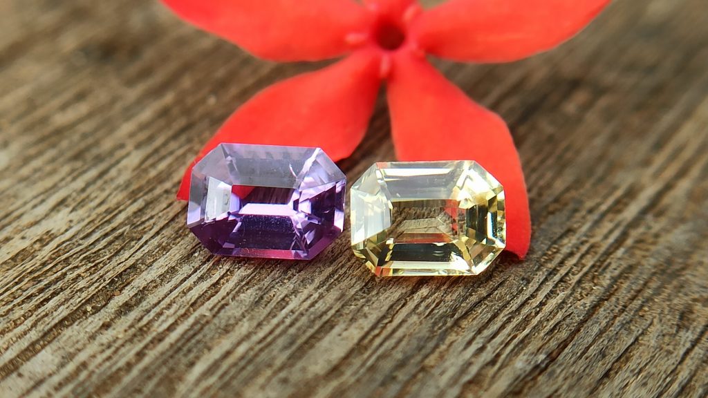 Ceylon Natural Fancy Sapphire couple Pirple and yellow sapphire Danu Group