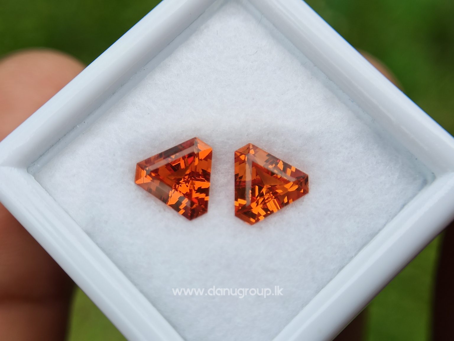Natural Spessartite Garnet Pair - Fancy shape pair for nice earring design from Danu Group - danugroup.lk