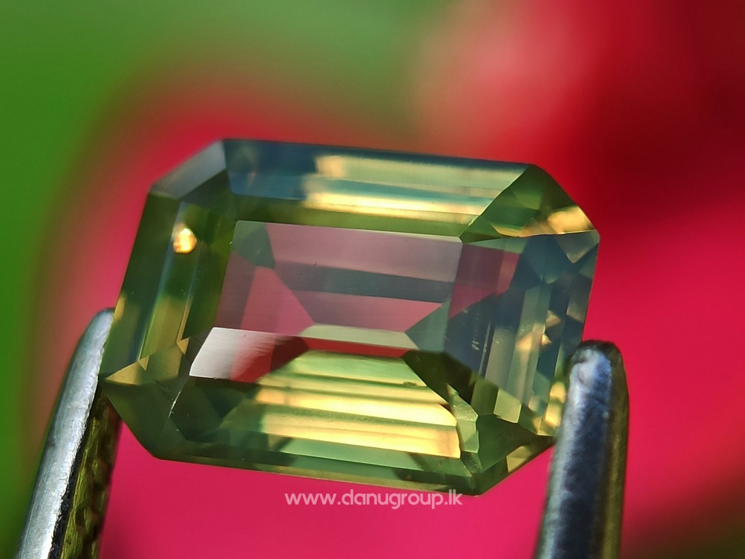 Ceylon Natural Chrysoberyl - Fine Quality Yellowish Green Chrysoberyl Emerald Cut gem from Danu Group