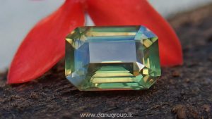 Ceylon Natural Chrysoberyl - Fine Quality Yellowish Green Chrysoberyl Emerald Cut gem from Danu Group