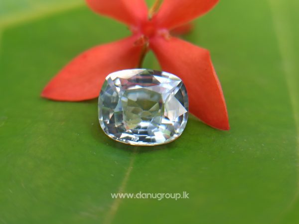 Ceylon White Sapphire Cushion shape engagement ringstone from Danu Group Gemstones Collections