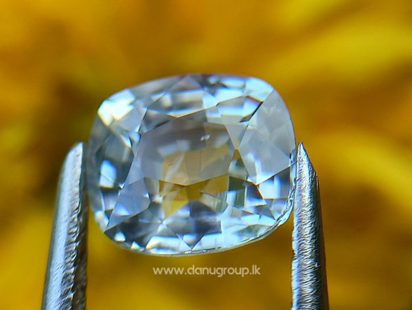 Ceylon White Sapphire Cushion shape engagement ringstone from Danu Group Gemstones Collections