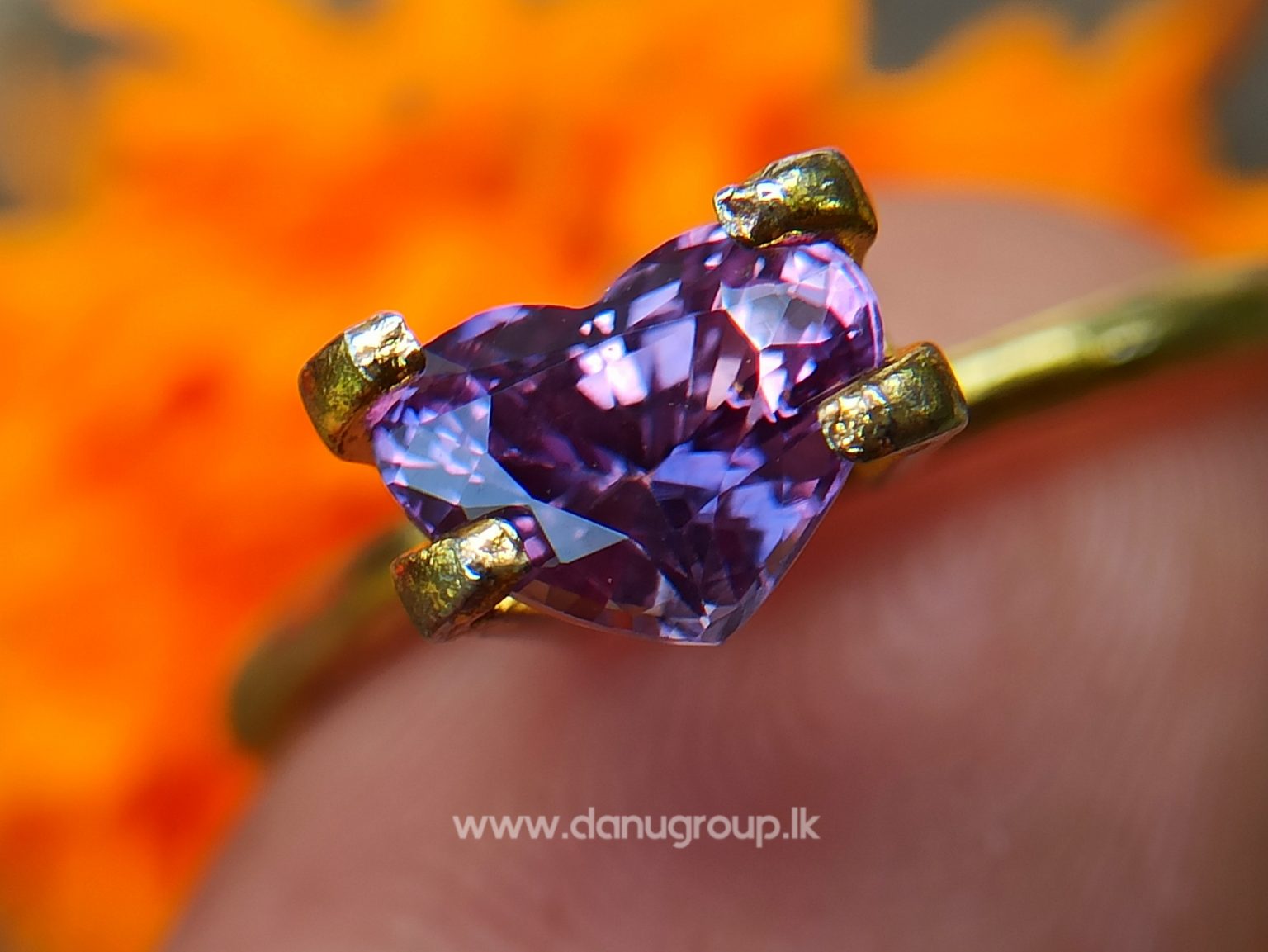 Ceylon Natural Purple Sapphire Heart shape engagement ring quality stone from Danu Group - danugroup.lk