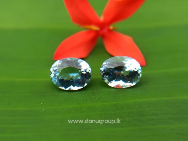 Sri Lankan Natural Light Blue Aquamarine Pair from Balangoda Sri Lanka Danu Group Gemstones Collections