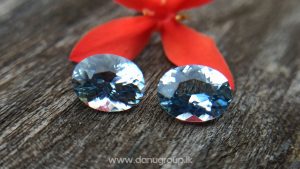 Sri Lankan Natural Light Blue Aquamarine Pair from Balangoda Sri Lanka Danu Group Gemstones Collections