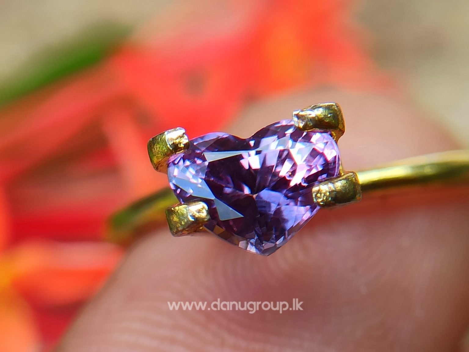 Ceylon Natural Purple Sapphire Heart shape engagement ring quality stone from Danu Group - danugroup.lk