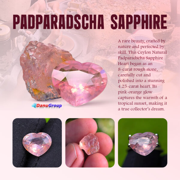 Ceylon Natural Padparadscha Sapphire Heart