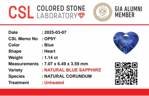 Ceylon Natural Heart-Shaped Blue Sapphire