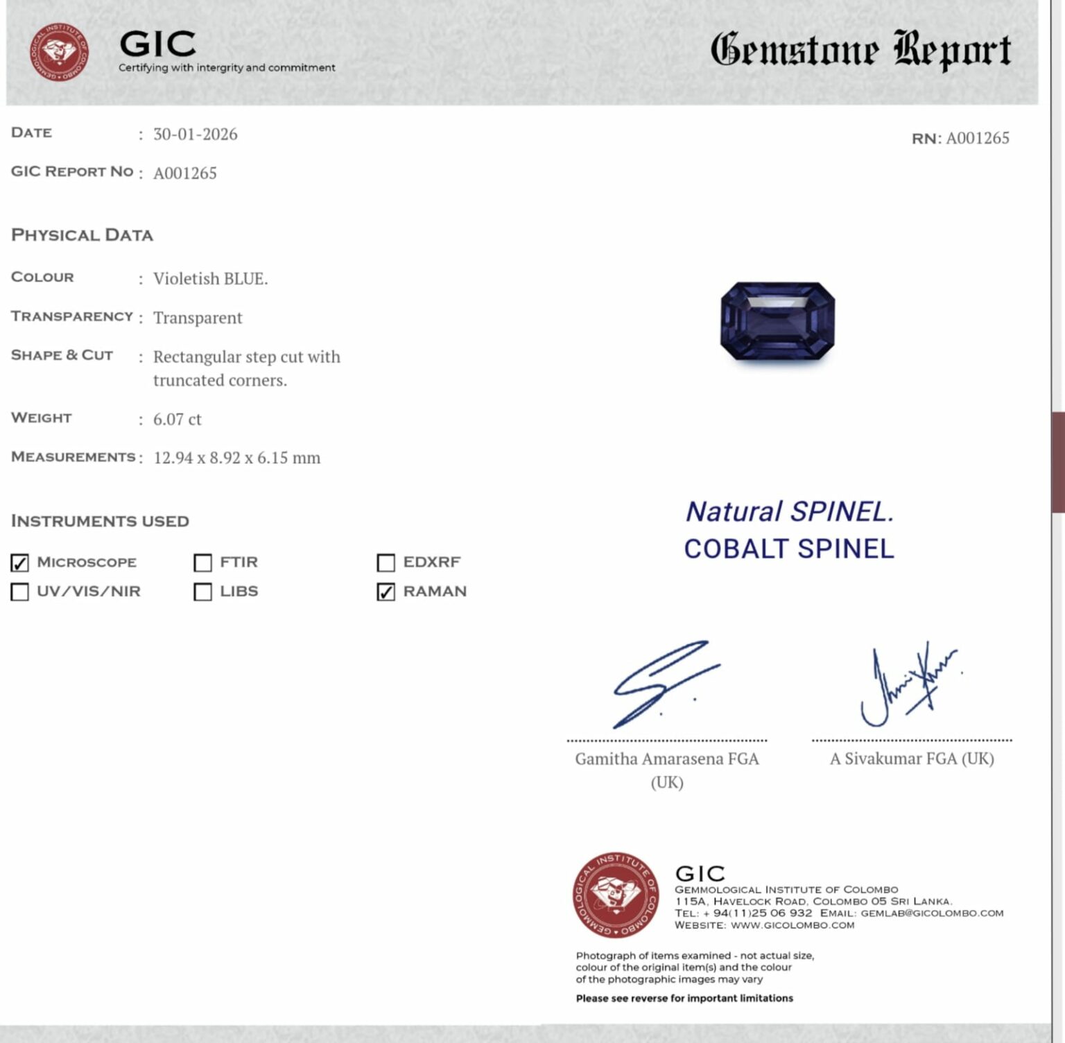 Ceylon Natural Cobalt Blue Spinel