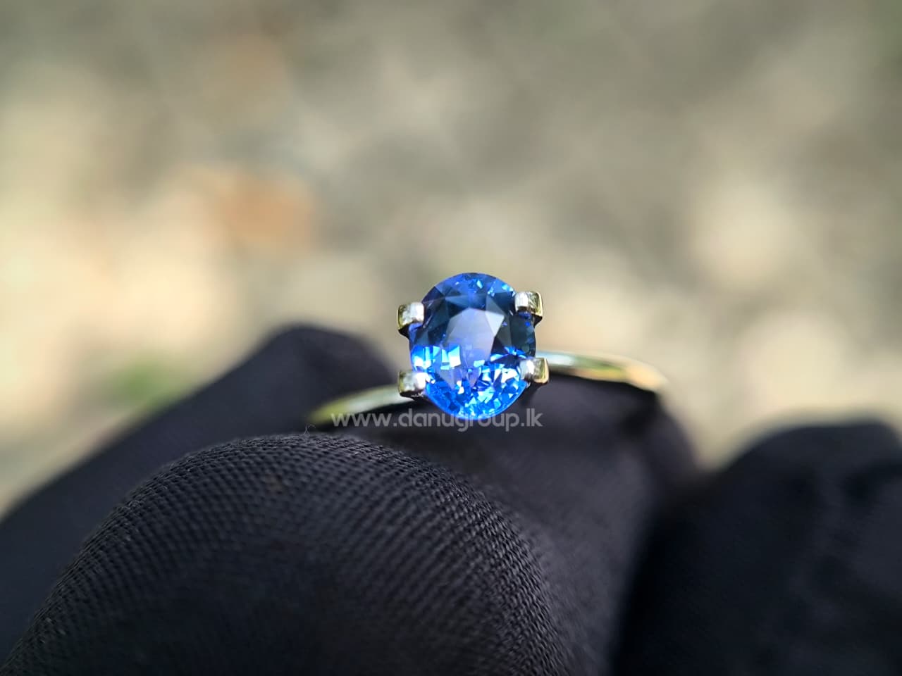 1.19 ct Ceylon Blue Sapphire displayed in an oval ring setting