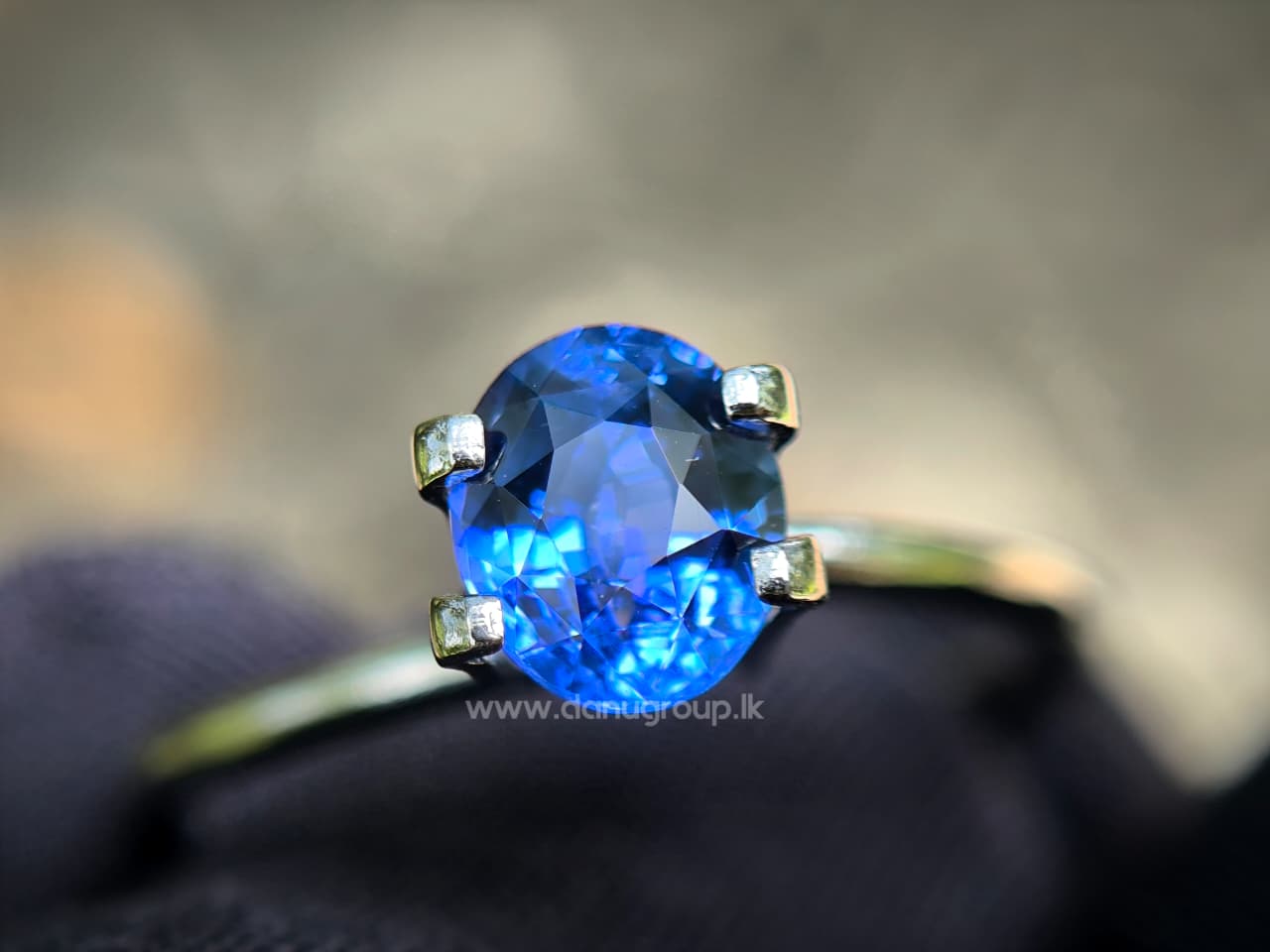 1.19 ct Ceylon Blue Sapphire displayed in an oval ring setting