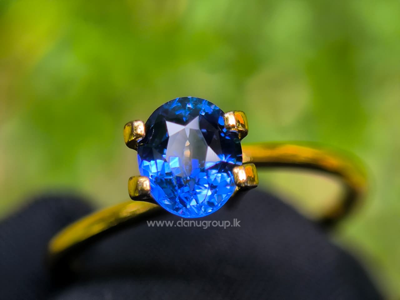 1.19 ct Ceylon Blue Sapphire displayed in an oval ring setting