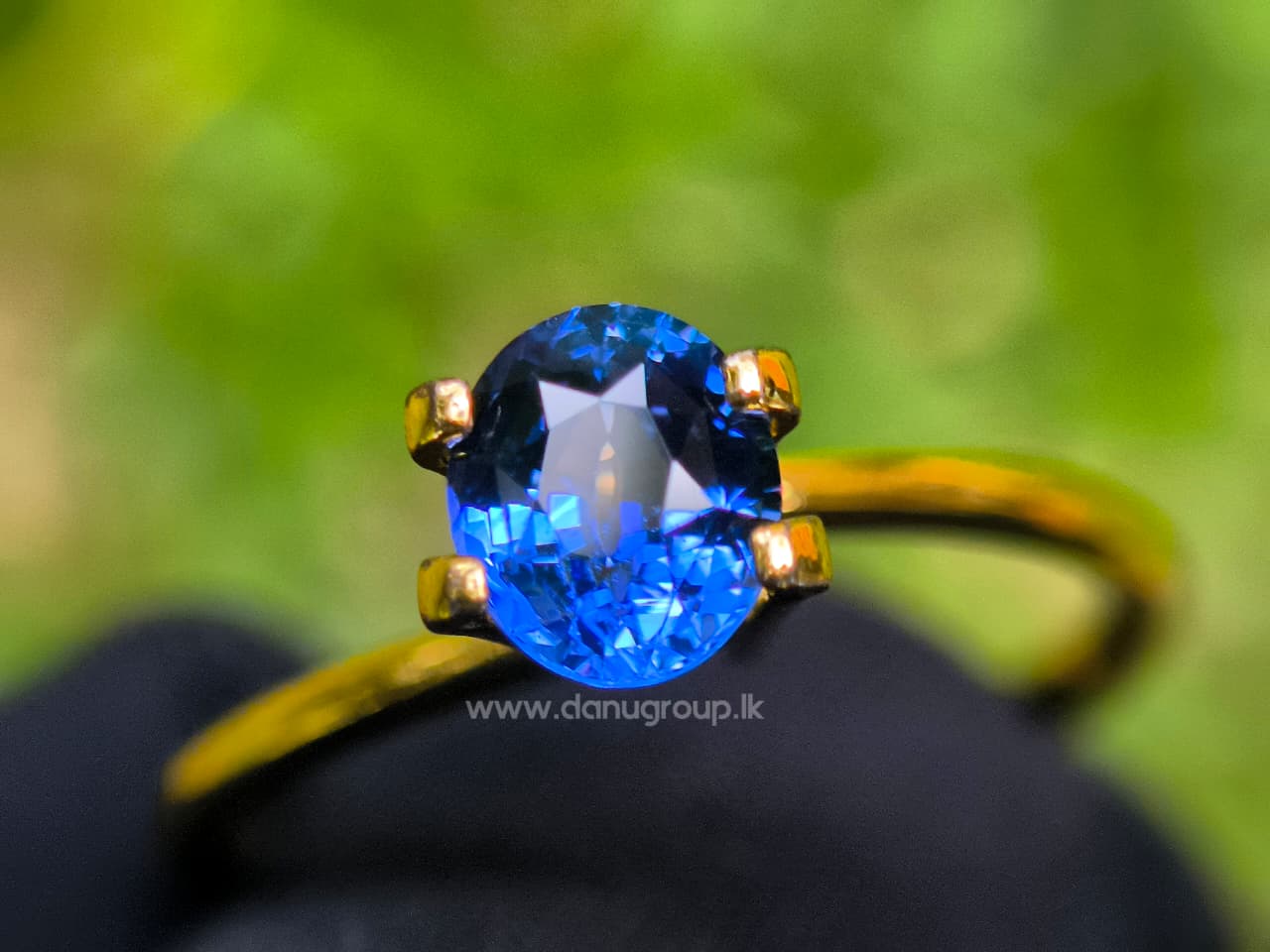 1.19 ct Ceylon Blue Sapphire displayed in an oval ring setting